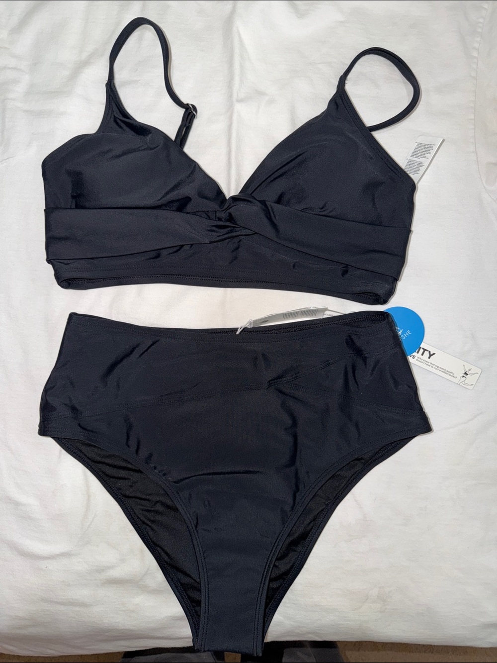 CUPSHE 2 Piece Black Bathing Suit Size M New w/ Tags